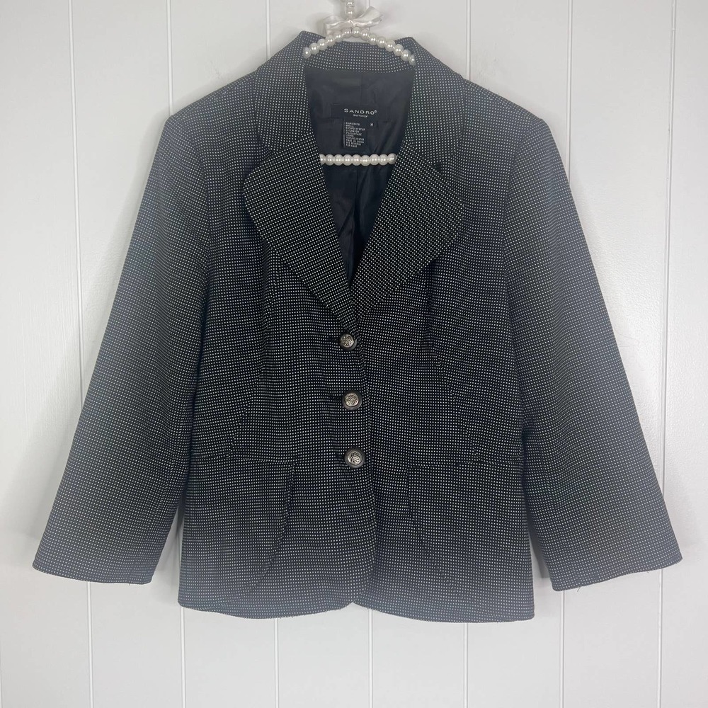 Sandro Sportswear Black and White Polka Dot Blazer SZ M‎